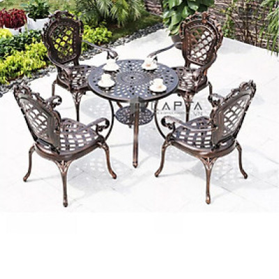 Bộ bàn ghế ngoài trời nhôm đúc 4 ghế nhập khẩu SL TE2003-78A / CC2021A Nội thất Capta