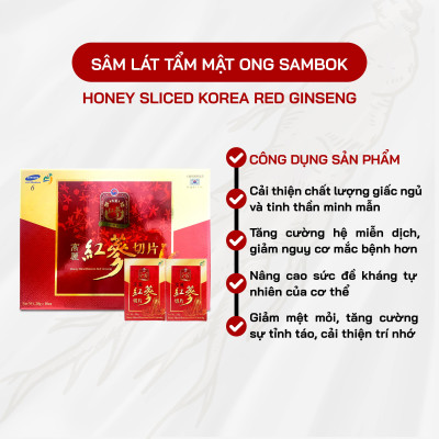 Sâm Lát Tẩm Mật Ong Sambok Hàn Quốc - Hồng Sâm 6 Năm Tuổi Dễ Ăn, Bồi Bổ Cơ Thể