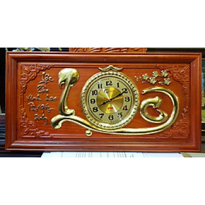 TRANH GỖ HƯƠNG ĐỤC NỔI GIÁC VÀNG CHỮ LỘC-GẮN ĐỒNG HỒ -TG277