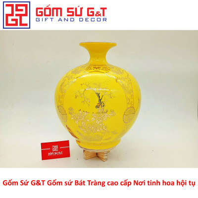 Bóng hút tài lộc 4 mùa sung túc vẽ vàng kim Gốm Sứ G&T
