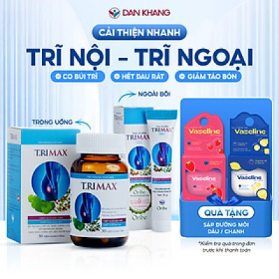 Combo co búi trĩ Trimax (1 viên uống và 1 gel) giảm đau rát săn se búi trĩ ngừa trĩ tái phát
