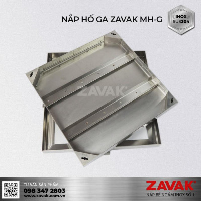 Nắp hố ga lát đá ZAVAK MHP*-AA50 KT50x50/ lát đá dày 4cm/ inox 304