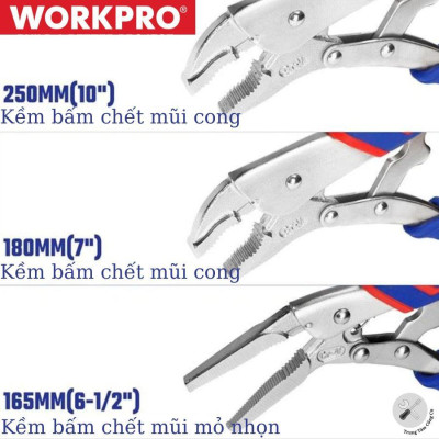 Bộ kìm bấm chết 3 chi tiết Workpro WP201003 Bằng Thép CR-V Hàng chính hãng