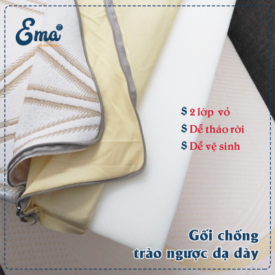 Gối Chống Trào Ngược Dạ Dày Người Lớn EMA giúp giảm trào ngược, viêm họng, đắng, chua miệng, nuốt vướng, khán tiếng, mất tiếng, ho đêm, khó thở khi nằm, suy giãn tĩnh mạch chi dưới