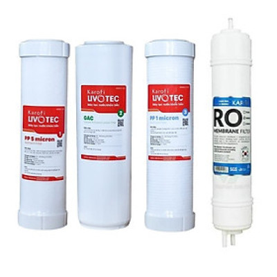 Combo Bộ 4 Lõi Lọc Nước Dành Cho Máy Lọc Nước Karofi Livotec 212 - Hàng Chính Hãng