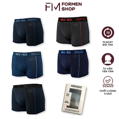 Hộp 5 quần lót boxer nam thun lạnh 4 chiều, cạp bo dệt gân cao cấp - FORMEN SHOP - FMPS224