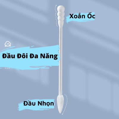 Dụng cụ trang điểm  làm đẹp  sức khỏe - Set hộp 200c tăm bông ráy tai lớn cao cấp với 2 đầu tăm thiết kế hình dáng khác nhau làm sạch sâu bên trong , phù hợp cho mọi người