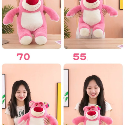 Thú nhồi bông gấu dâu ngồi màu hồng đơn giản - Size từ 40cm đến 90cm - Quà tặng Lotso dâu cute có mùi thơm chất liệu lông xù.