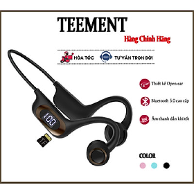Tai Nghe Dẫn Khí Qua Xương Cao Cấp Teement Tai Nghe Bluetooth Không Dây Dành Cho Thể Thao Và Chạy Bộ - Hàng Chính Hãng