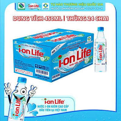 Nước uống ion kiềm thương hiệu i-on Life 450ml thùng 24 chai công nghệ Nhật bản khỏe ruột mát da
