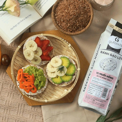 [Vị Muối Hồng] - Bánh Gạo Lứt Ăn Kiêng GUfoods 170g - Tập Gym, Giảm Cân, Thực Dưỡng, Eat Clean, Ăn Vặt Healthy, Ăn Chay, Ăn Kiêng, Ăn Vặt, Tốt Cho Sức Khỏe