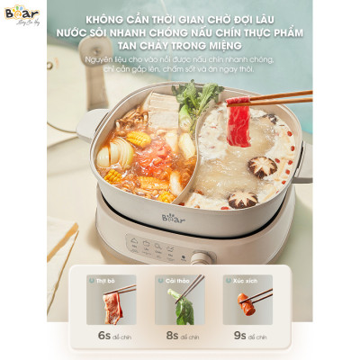 (Hàng chính hãng) Nồi Lẩu Bear 2 Ngăn SB-NL60U Dung Tích 6L. Bảo hành 18 tháng 