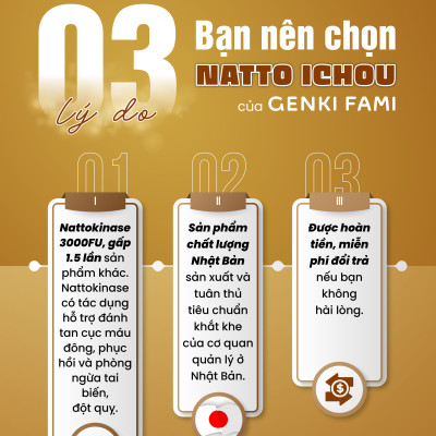Viên Uống Phòng Ngừa Đột Quỵ, Bổ Não Nattokinase 3000FU Natto Ichou Genki Fami Nhật Bản