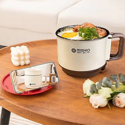 Nồi Lẩu Điện Mini 1.5L Mishio MK392 600W lòng nồi inox 304 không gỉ sét - hàng chính hãng