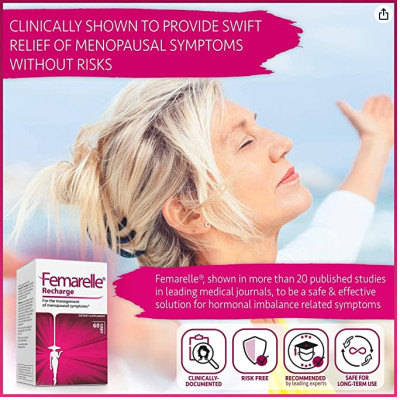 Thực phẩm sức khoẻ Femarelle Recharge Menopause Relief viên uống dành cho Phụ nữ đang ở thời kỳ mãn kinh
