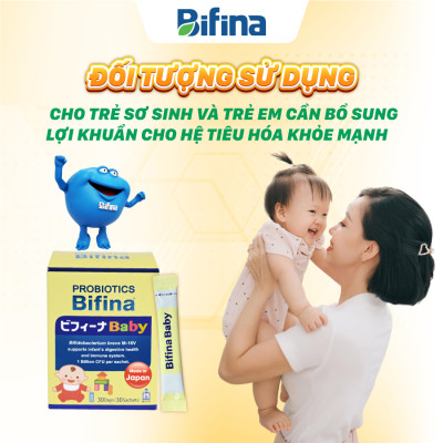 Hỗ trợ tiêu hoá khoẻ, tăng đề kháng cho bé - Men vi sinh Bifina Baby Nhật Bản- Hộp 30 gói