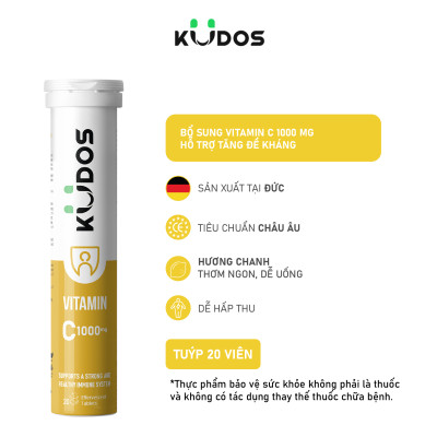Combo Thực phẩm bảo vệ sức khỏe KUDOS BALANCE MAGNESIUM WITH B VITAMIN COMPLEX & D3 + KUDOS VITAMIN C 1000 MG (20v/tuýp)