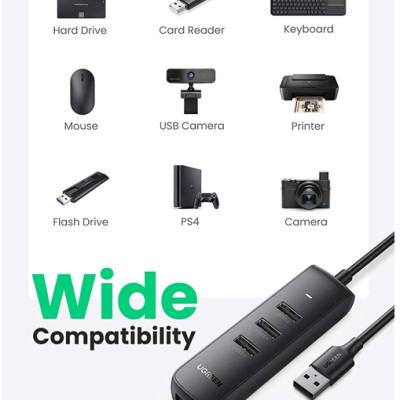 Usb 3.0 Hub 4 cổng 1M Black  Ugreen 80657USB416CM - Hàng chính hãng
