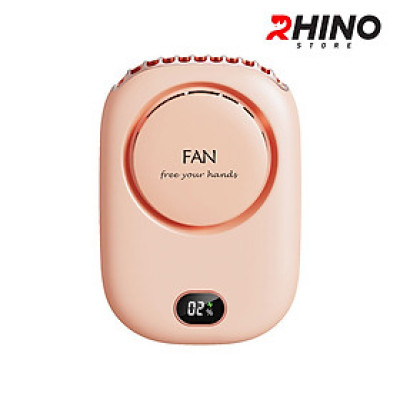 Quạt cầm tay mini siêu mát Rhino F301 tích điện với 3 mức độ gió, lưu lượng cao kèm dây treo - Hàng chính hãng