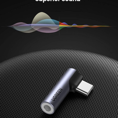 Ugreen UG80384AV154TK Jack chuyển USB type C bẻ góc 90 độ ra 3.5mm Headphone Audio - HÀNG CHÍNH HÃNG