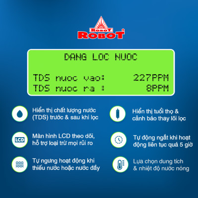 Máy Lọc Nước RO Hydrogen Kiềm Chức Năng Nóng Thông Minh Lạnh ROBOT HydroElite-9 - Hàng Chính Hãng 