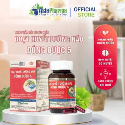 [COMBO 12 HỘP] Viên uống hoạt huyết dưỡng não Đông Dược 5 Asia Pharma hỗ trợ thiểu năng tuần hoàn não - Hộp 30 viên