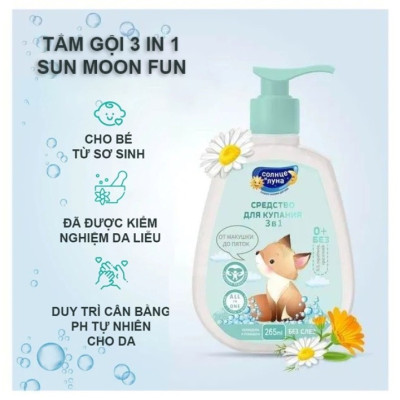 Sữa tắm gội bé 2in1 Sun & Moon 265ml cho bé từ 0 tuổi