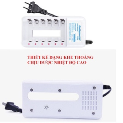 Bộ sạc pin tiểu AA /AAA 6 cổng Doublepow DP-B06 Sạc pin tiểu đa năng Nimh Nicd tiêu chuẩn