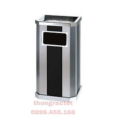 Thùng rác inox vuông có gạt tàn