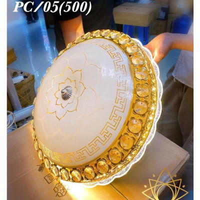 Đèn ốp trần pha lê HUATE D500mm trang trí nội thất hiện đại, sang trọng - 3 chế độ ánh sáng.