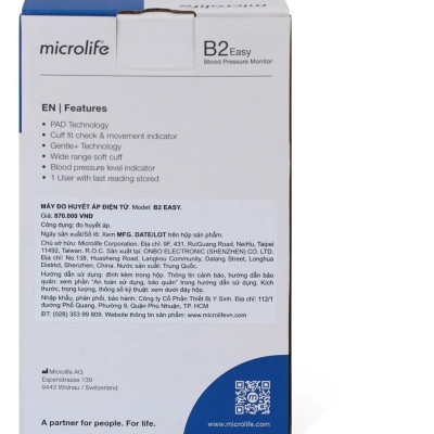 Máy Đo Huyết Áp Bắp Tay Microlife B2 Easy