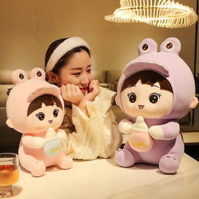 Thú nhồi bông bé khủng long ôm bình sữa - Size từ 45cm đến 85cm - Quà tặng em bé ôm bình sữa cute.