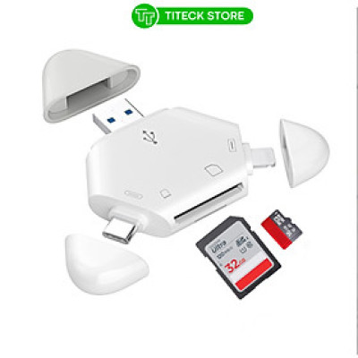 Đầu đọc thẻ nhớ SD, TF đa năng 3in1 Type c, L, USB dùng cho điện thoại, laptop, máy ảnh - Hàng nhập khẩu