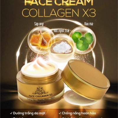 Kem Face Collagen X3 Dưỡng Trắng Da - Ngừa Mụn - Mờ Nám - Phục Hồi Da Mỹ Phẩm Đông Anh Chính Hãng 20g