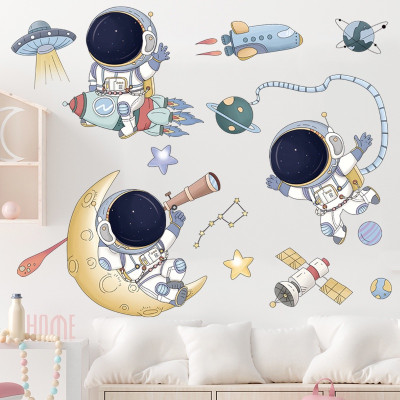 Sticker Giấy Dán Tường Decal Dán tường Tranh Dán Tường Trang Trí Tường Mẫu Bên Ngoài Không Gian Phi Hành Gia ZH93