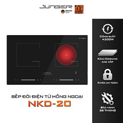 Bếp đôi điện từ hồng ngoại Junger NKD-20 4200W Không kén nồi Hàng Chính Hãng Bảo Hành 36 Tháng