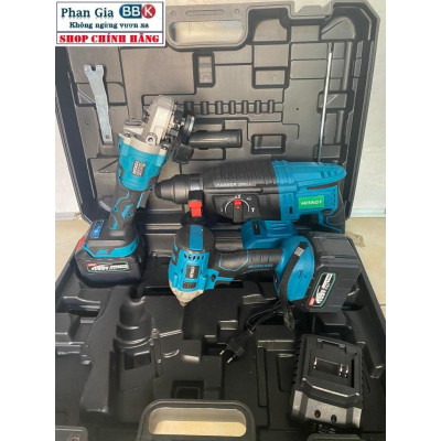 Bộ Combo Gồm Máy Khoan Đục Bê Tông, Máy Mài Và Bulong Dùng Pin 199V 15 Cell, Máy Siêu Khỏe - Bảo Hành 1 Năm