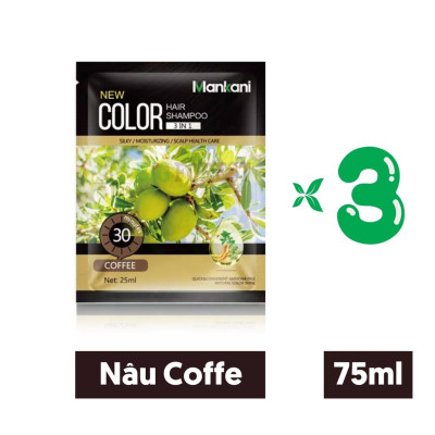 Hộp Dầu Gội Nhuộm Tóc, Thảo Dược Màu Nâu Cà Phê, Mankani [250ml - Chính Hãng]