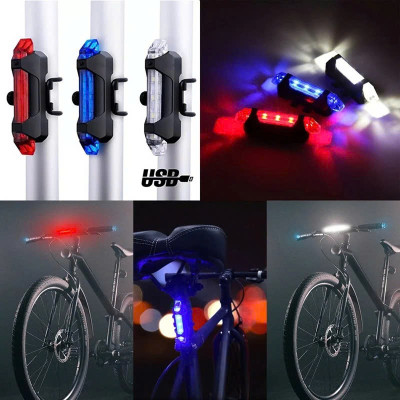 Đèn 5 LED Cảnh báo sau Xe Đạp giúp đạp xe an toàn ban đêm 4 chế độ sáng (Đèn Xanh)