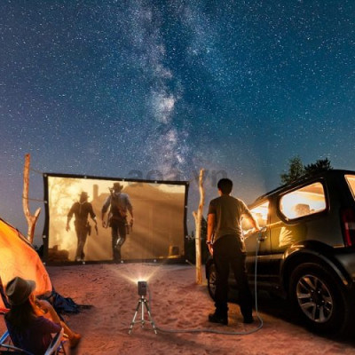 Máy chiếu mini Apollo 11-New 2021,Led tivi 4800 lumen,  Android TV 9.0, Pin 5200mAh, 150inch, hỗ trợ 4K- Hàng chính hãng