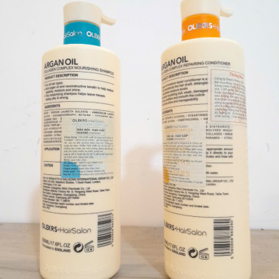 Cặp Dầu Gội Xả Olexrs HairSalon Argan Oil Collagen 2x500ml cho tóc khô hư tổn