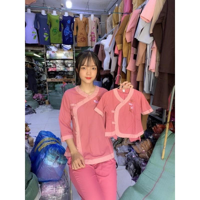 Đồ Lam Đi Chùa Pháp Phục Phật Giáo Mẹ Và Bé