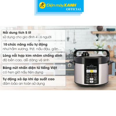 Nồi áp suất điện Philips HD2136/66 5 lít - Hàng Chính Hãng