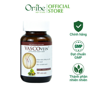 Viên Uống Hỗ Trợ Điều Trị Bệnh Suy Giãn Tĩnh Mạch Vascovein (Hộp 30 viên), Chiết Xuất Từ Hạt Dẻ Ngựa - Nguyên Liệu Nhập Khẩu Châu Âu