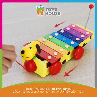 Đàn xylophone 8 phím kết hợp xe kéo hình cún tăng khả năng cảm thụ âm nhạc của trẻ Toyshouse 1152