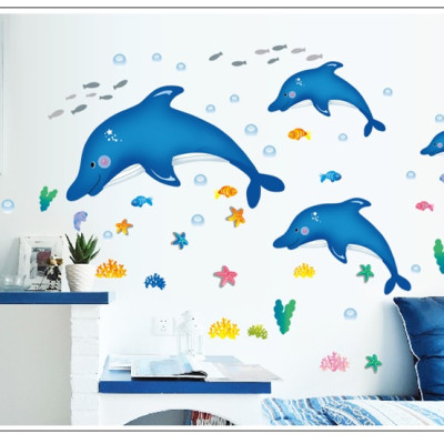 Decal dán tường Cá heo nhảy múa AmyShop DB023