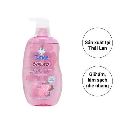 Tắm Gội Toàn Thân Baby Hồng D-Nee Dành Cho Bé Dưới 3 Tuổi (380ml)