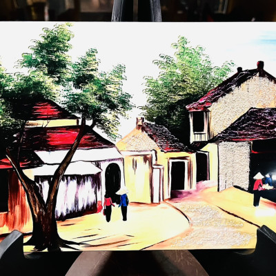 Tranh Sơn Mài - PHỐ CỔ VIỆT NAM | Size 20x30 cm | Nghệ Thuật Truyền Thống – Trang Trí Tinh Tế