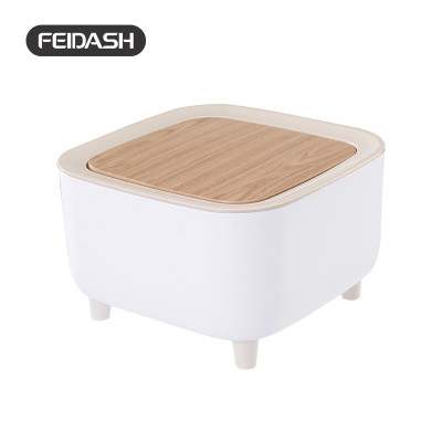Hộp Đựng Rác Để Bàn Làm Việc Nắp Vân Gỗ Feidash G3720 - Thiết kế với kiểu dáng sang trọng, bo góc mềm mại