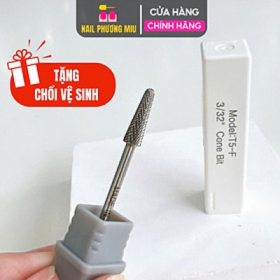 Đầu Mài Chân Móng Úp T5-F Titan Vonfram Siêu Bền, Đầu Mài Khóe Cone Bit Size M USA Mỹ, Dũa Tròn Culticle Khóe Móng Bột Sáng Bóng, Mịn Màng